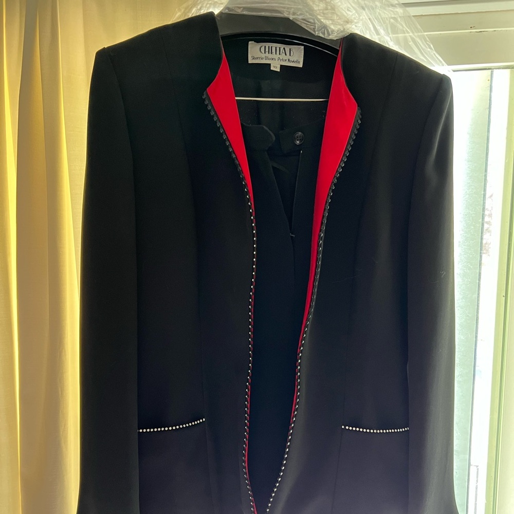 Chetta B Black and Red Blazer Tailored Suit Jacket